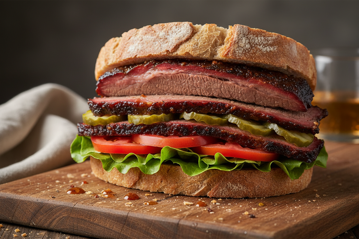 create a sandwich with brisket meat